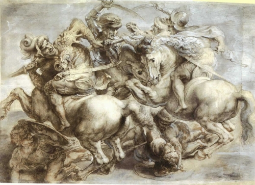 La bataille d'Anghiari une commande jamais livrée - Copie de Peter Paul Rubens (1603) de l’œuvre perdue de Léonard de Vinci.jpg